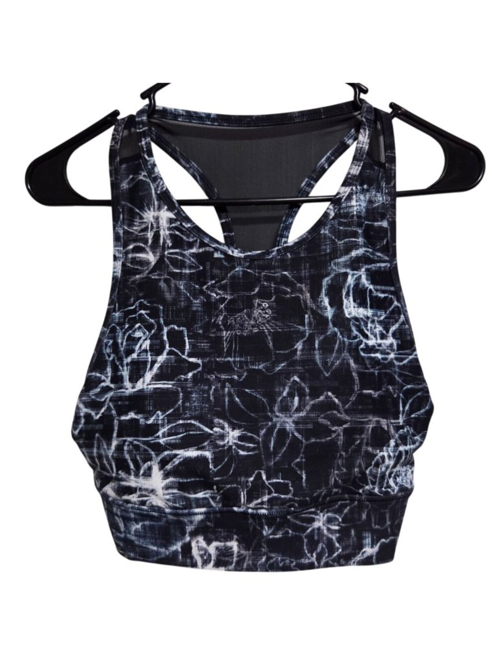 Spyder Active Racerback Sports Bra Size Large Black White Floral Print Padded